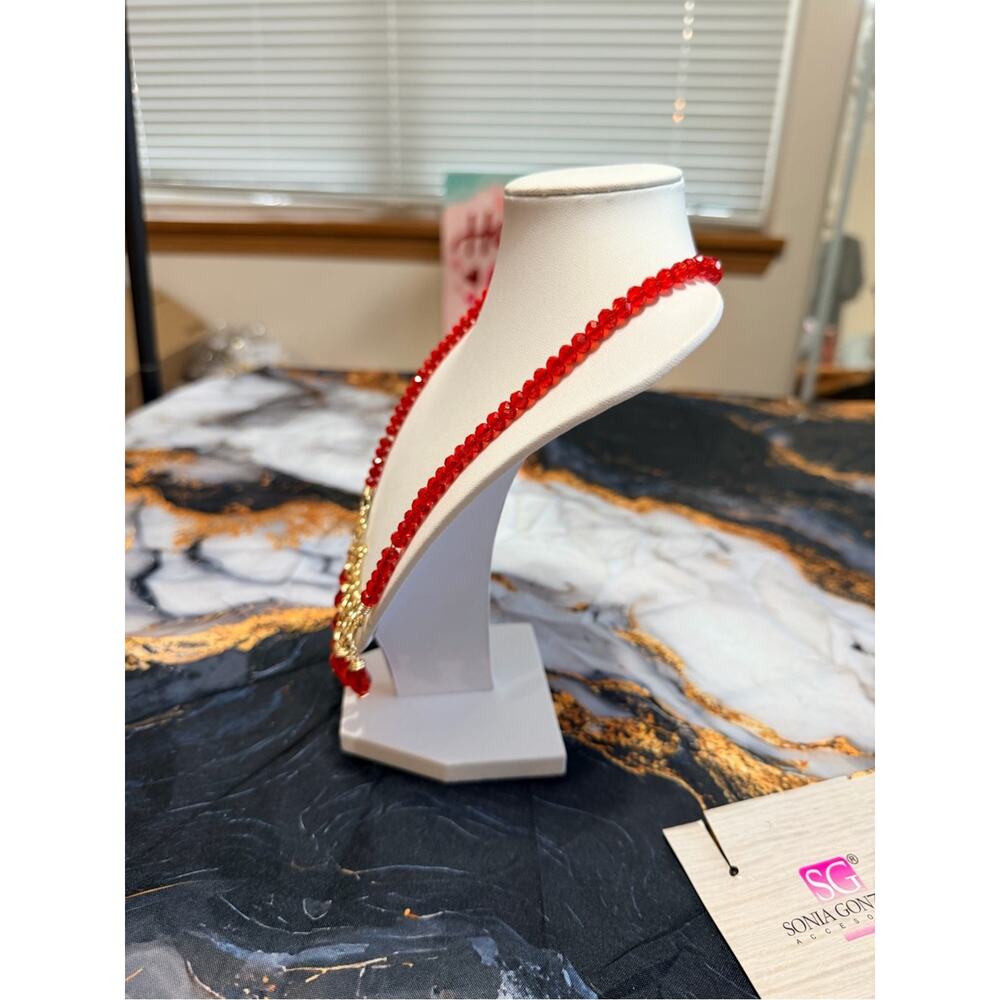 Sonja Gonzalez red necklace and earring set NWT! - Picture 5 of 9